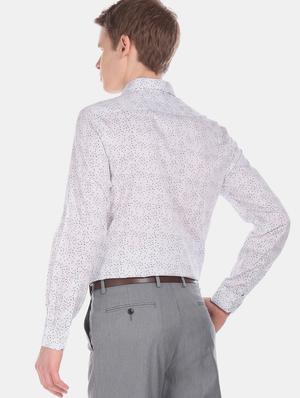 white printed formal shirt - 17575933 - Standard Image - 3