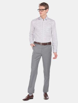 white printed formal shirt - 17575933 - Standard Image - 4