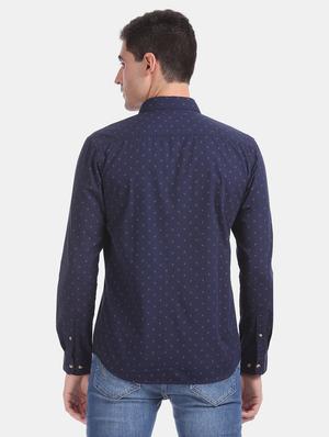 navy blue printed casual shirt - 17575936 - Standard Image - 3