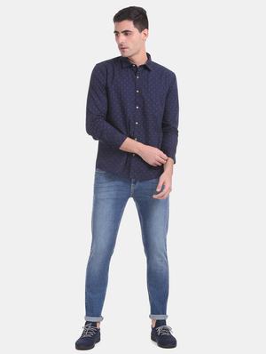 navy blue printed casual shirt - 17575936 - Standard Image - 4