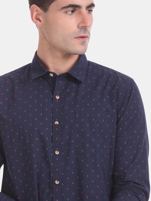 navy blue printed casual shirt - 17575936 - Standard Image - 5