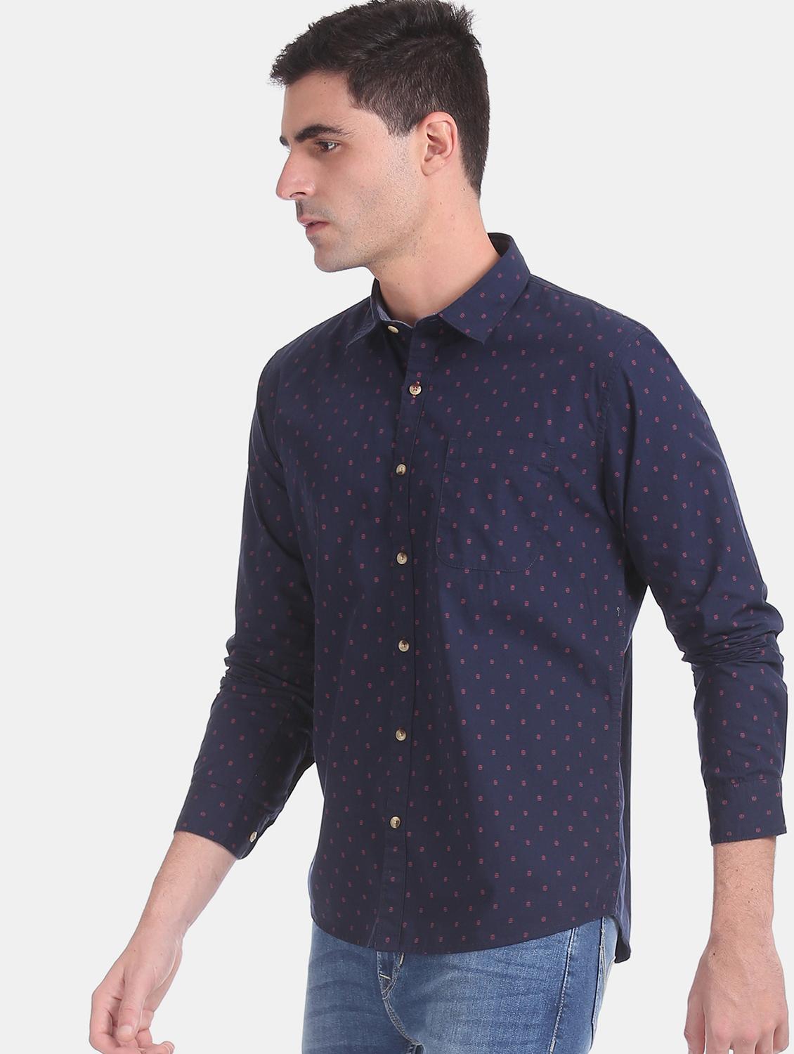 navy blue printed casual shirt - 17575936 - Zoom Image - 2