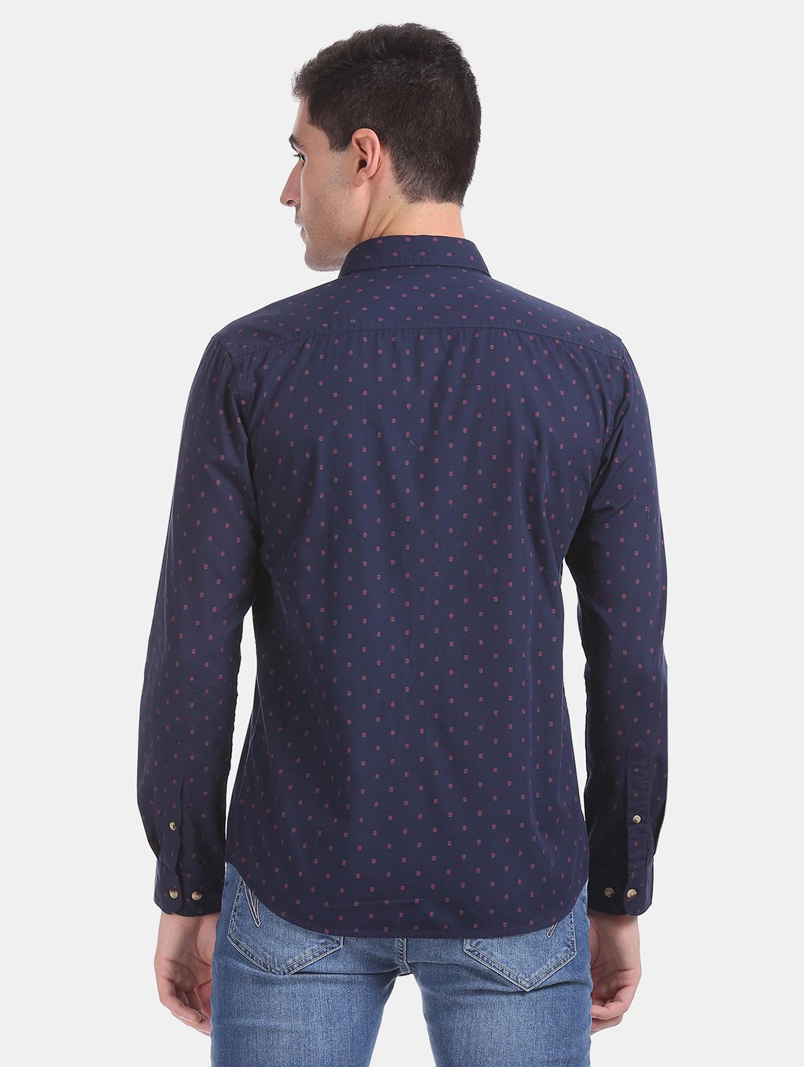 navy blue printed casual shirt - 17575936 - Zoom Image - 3