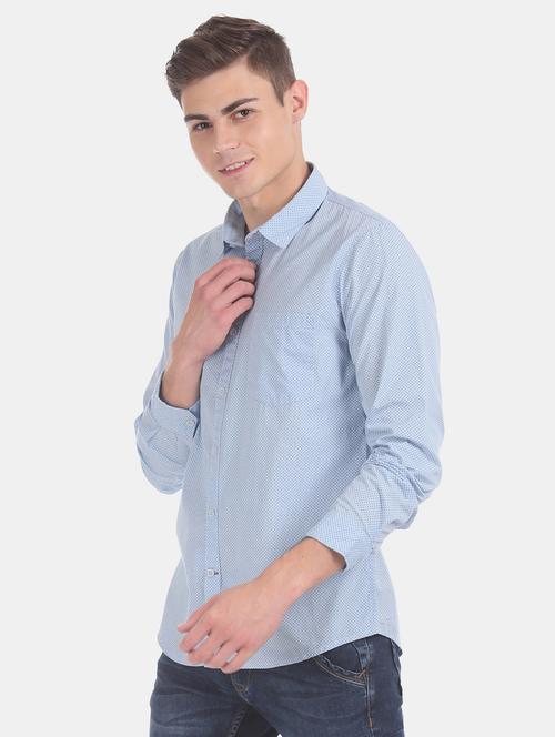 light blue printed casual shirt - 17575955 - Standard Image - 1