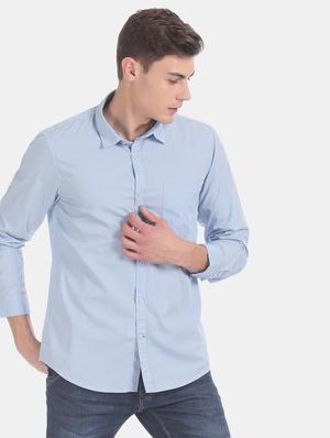 light blue printed casual shirt - 17575955 - Standard Image - 2