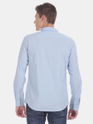 light blue printed casual shirt - 17575955 - Standard Image - 3