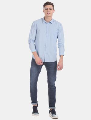 light blue printed casual shirt - 17575955 - Standard Image - 4