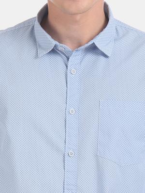 light blue printed casual shirt - 17575955 - Standard Image - 5