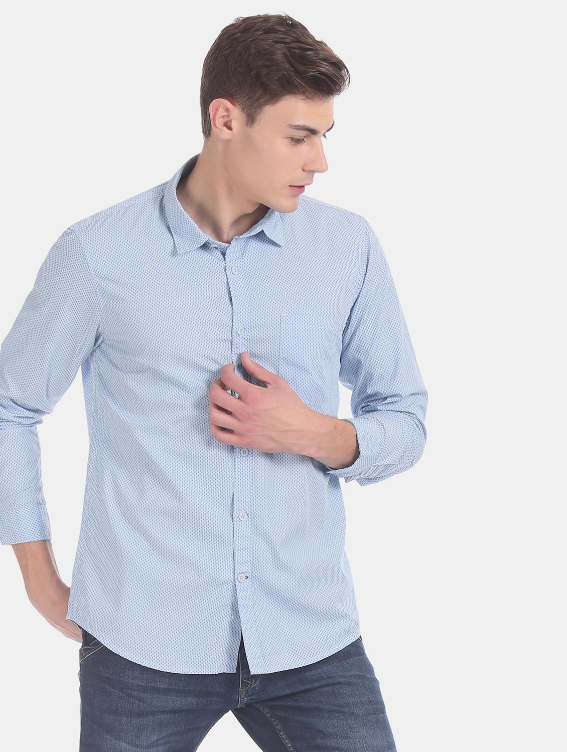 light blue printed casual shirt - 17575955 - Zoom Image - 2