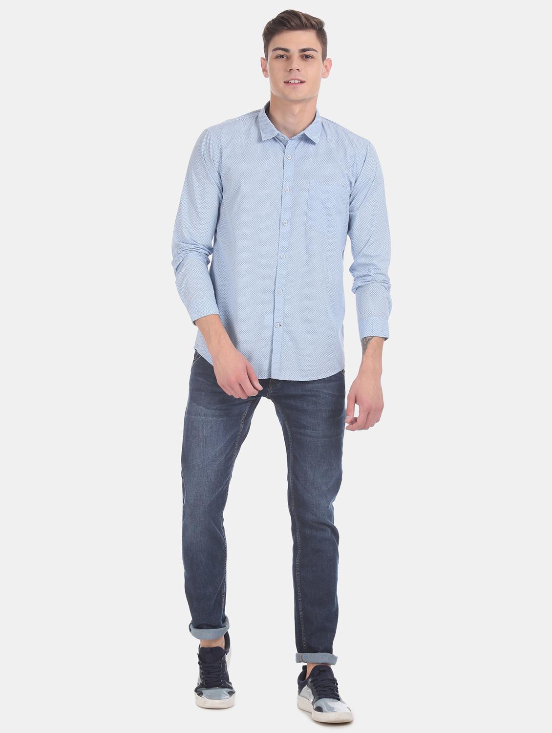 light blue printed casual shirt - 17575955 - Zoom Image - 4