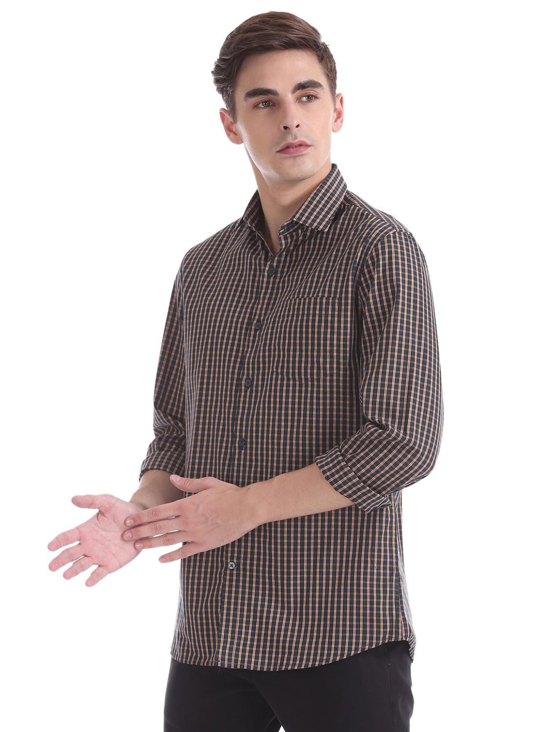 navy blue checkered formal shirt - 17576026 - Zoom Image - 2