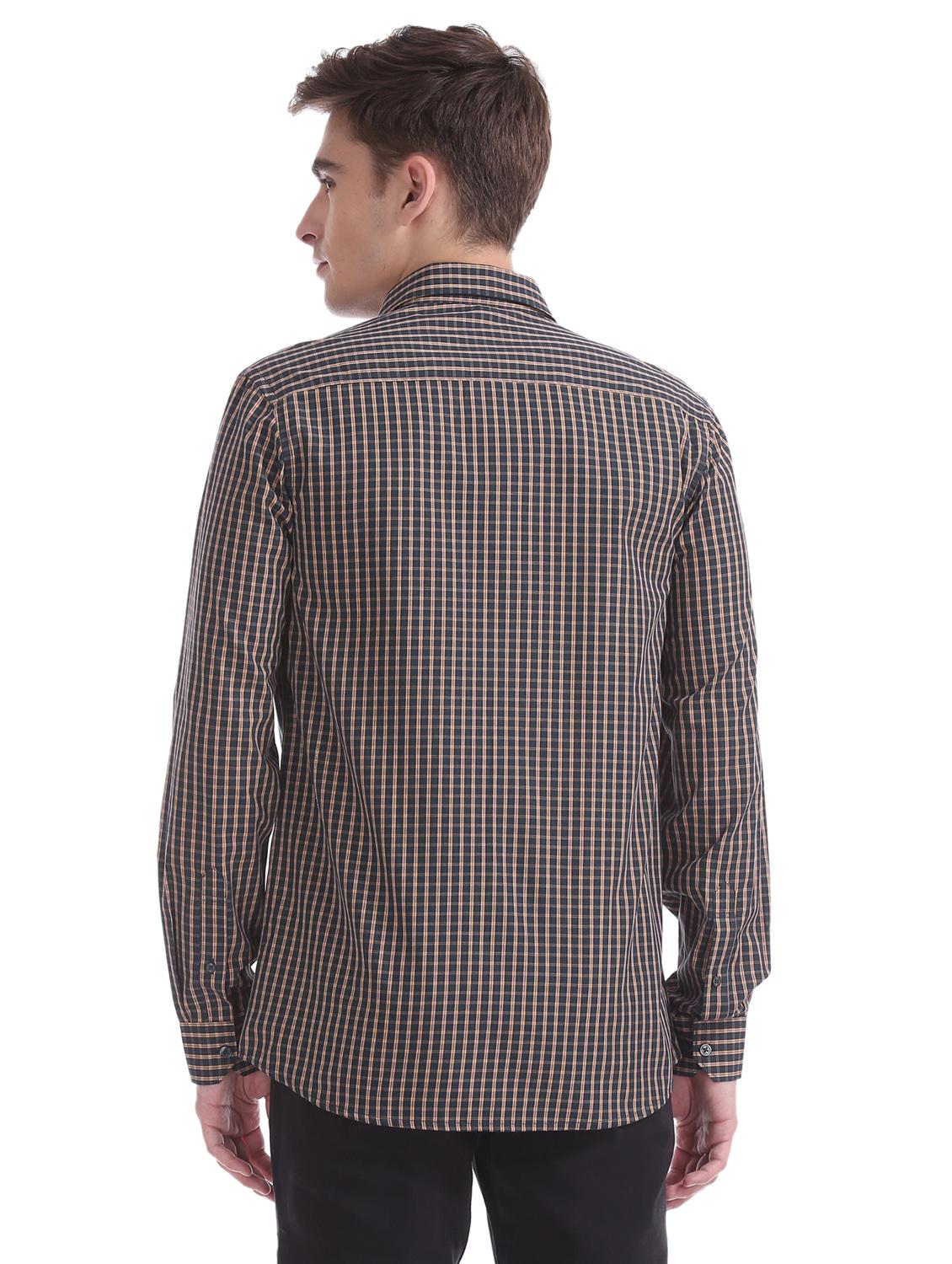 navy blue checkered formal shirt - 17576026 - Zoom Image - 3
