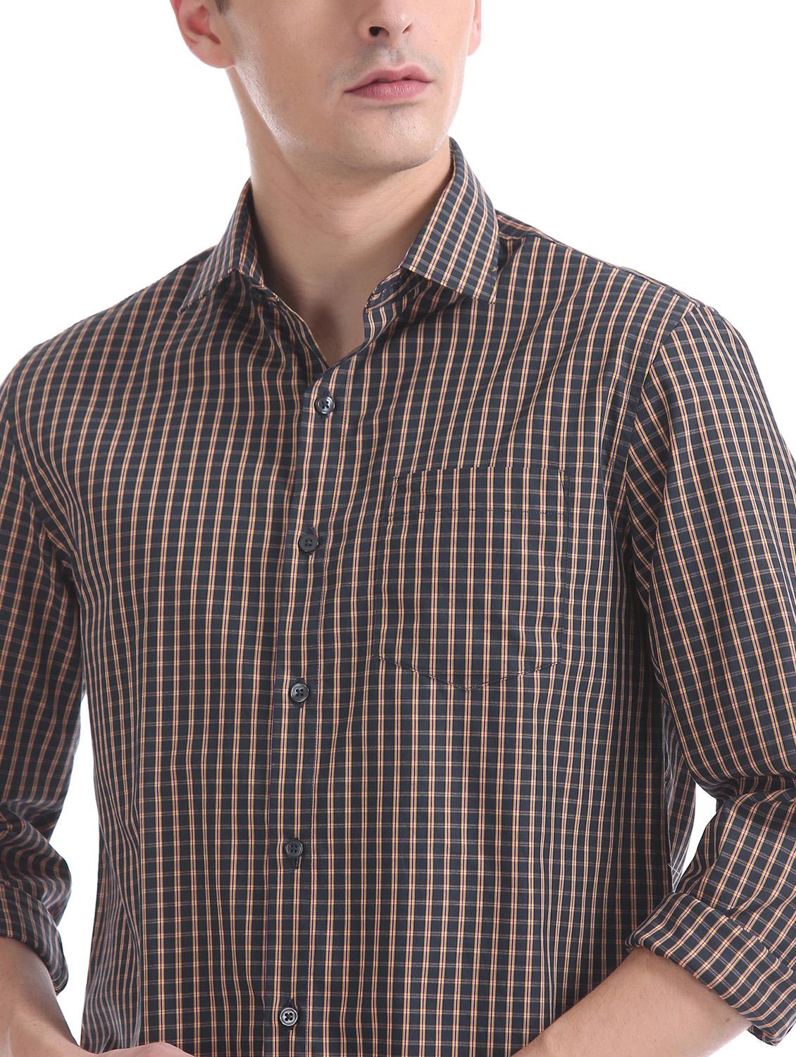 navy blue checkered formal shirt - 17576026 - Zoom Image - 4