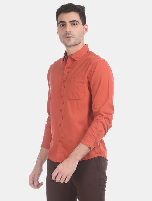red solid casual shirt - 17576037 - Standard Image - 1
