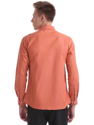 orange solid formal shirt - 17576071 - Standard Image - 3