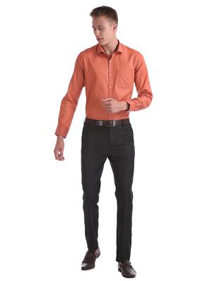 orange solid formal shirt - 17576071 - Standard Image - 4