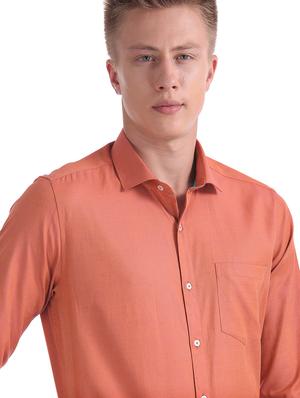 orange solid formal shirt - 17576071 - Standard Image - 5