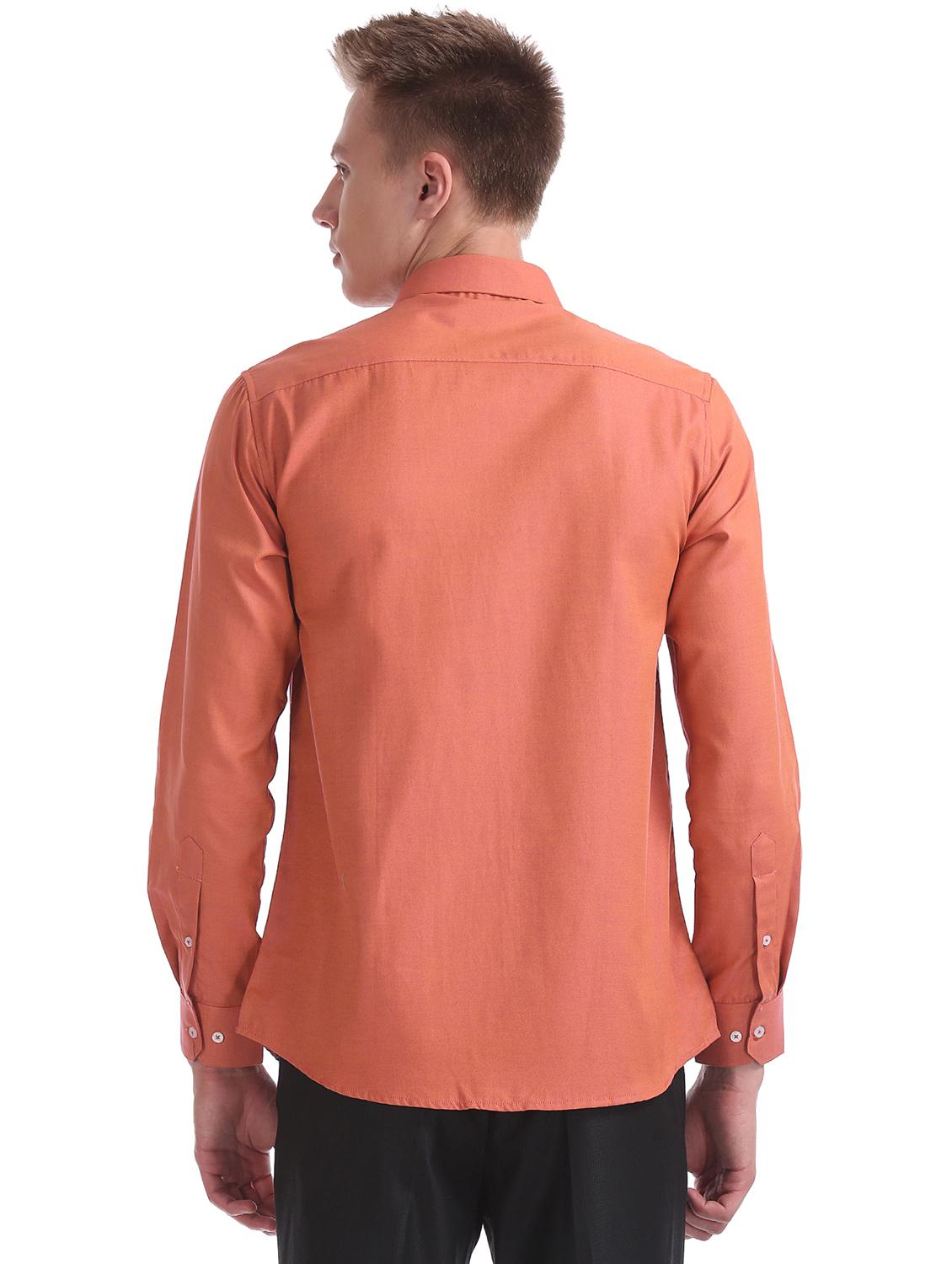 orange solid formal shirt - 17576071 - Zoom Image - 3