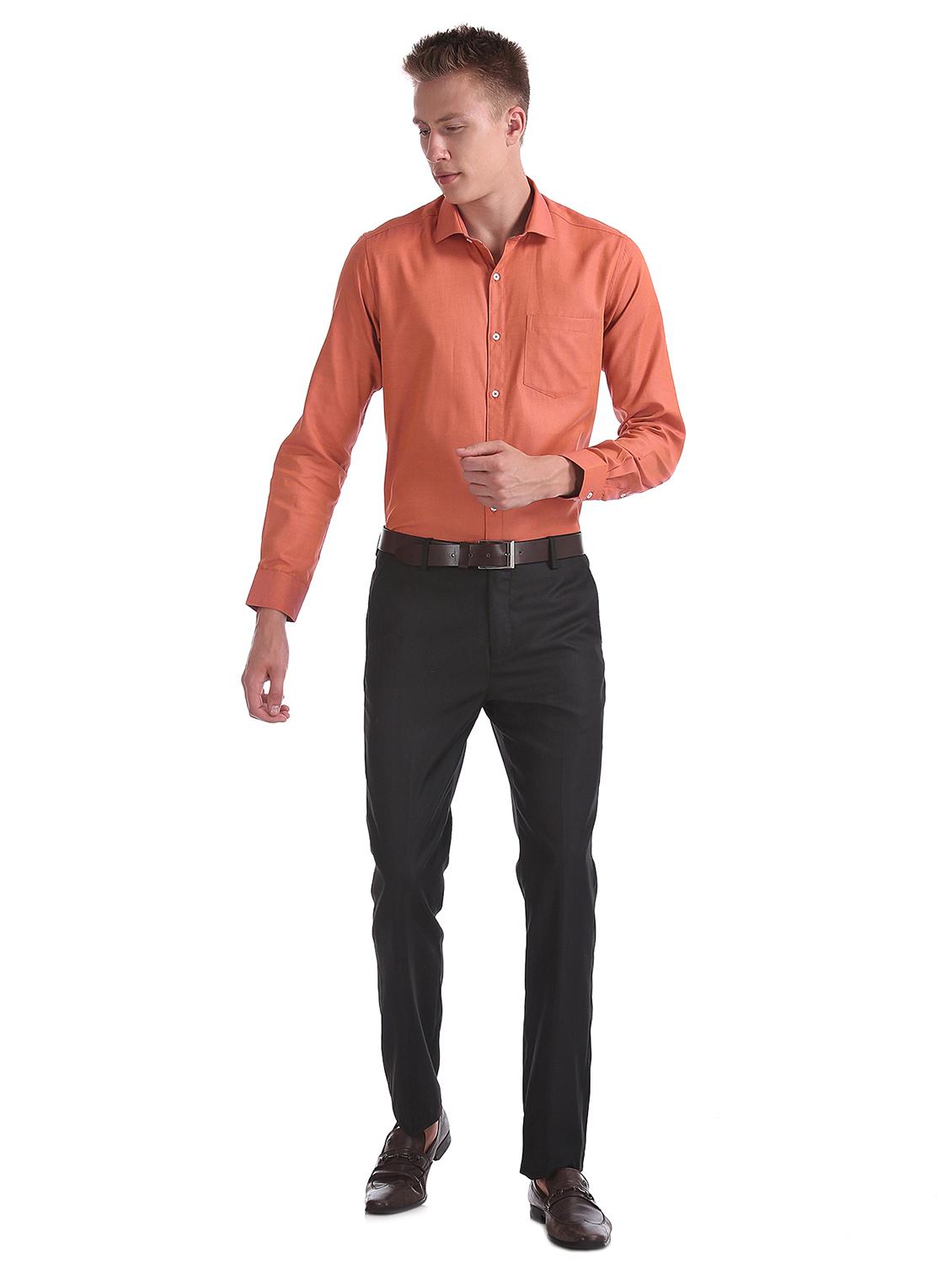 orange solid formal shirt - 17576071 - Zoom Image - 4