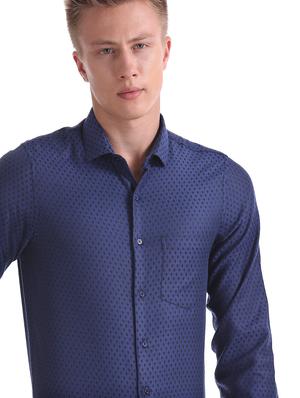 navy blue printed formal shirt - 17576081 - Standard Image - 5