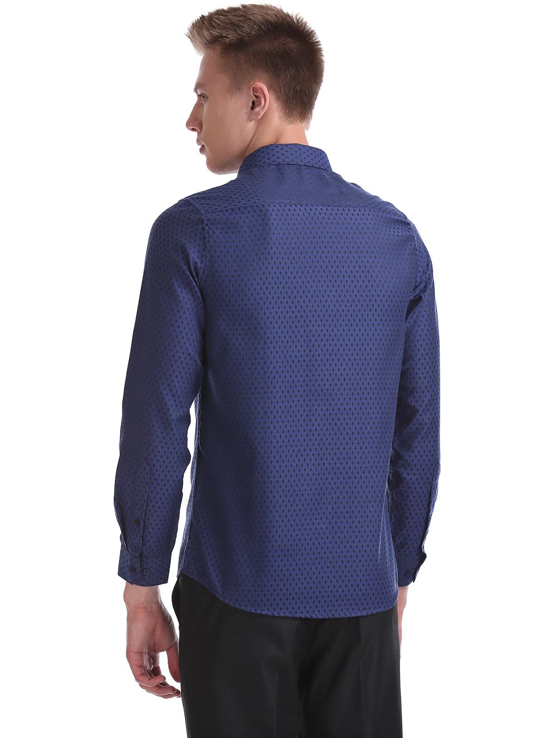 navy blue printed formal shirt - 17576081 - Zoom Image - 3