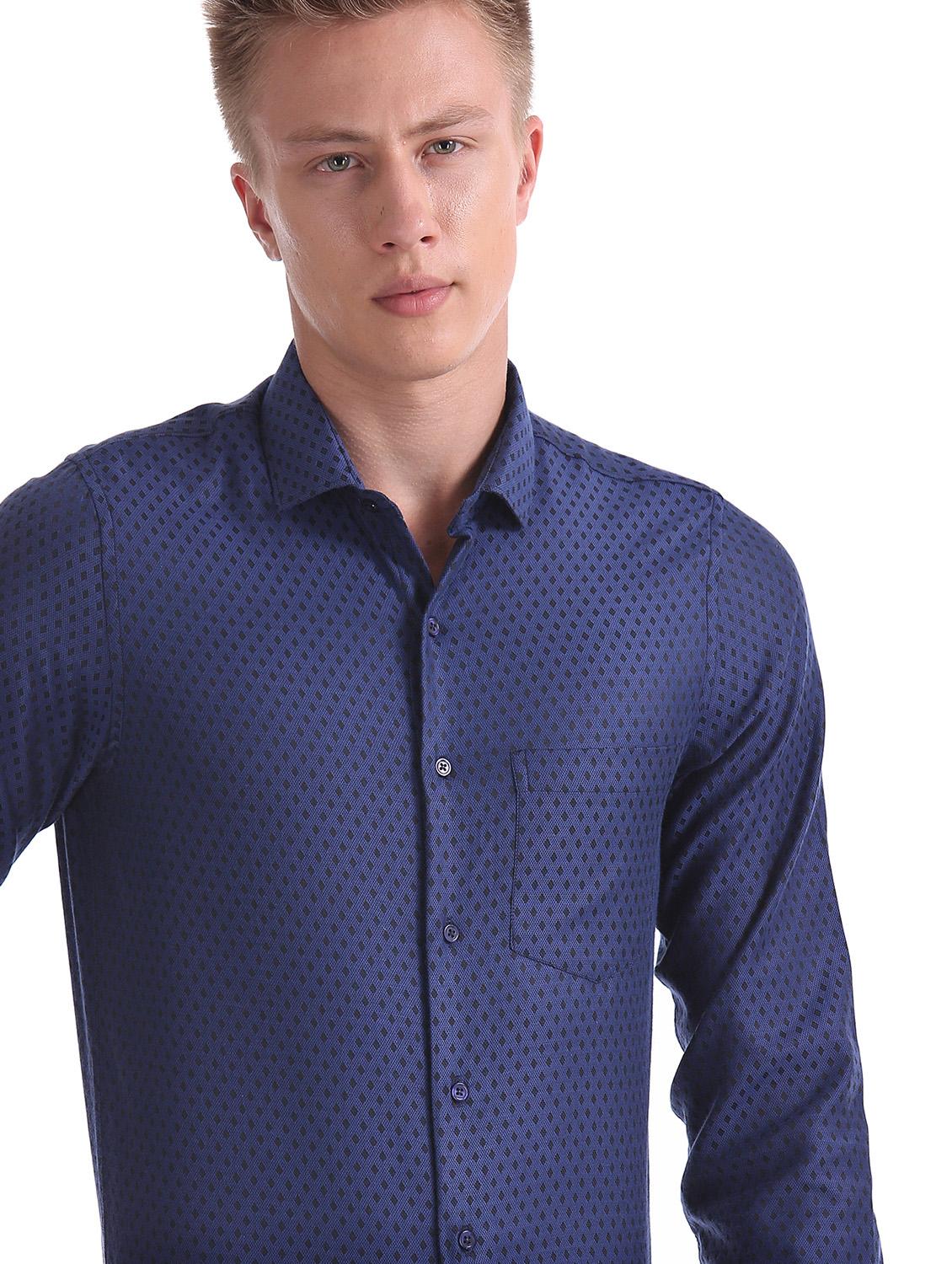 navy blue printed formal shirt - 17576081 - Zoom Image - 5