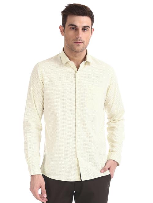 yellow printed formal shirt - 17576106 - Very Small Image - 1