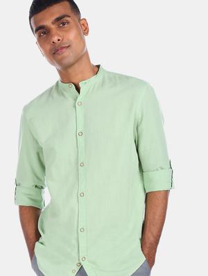 green solid casual shirt - 17576111 - Standard Image - 2