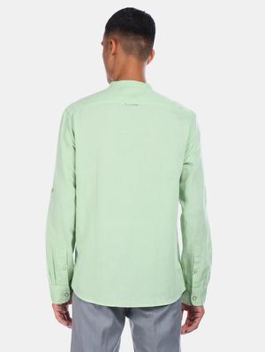 green solid casual shirt - 17576111 - Standard Image - 3