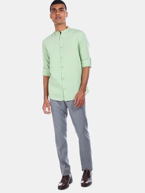 green solid casual shirt - 17576111 - Standard Image - 5