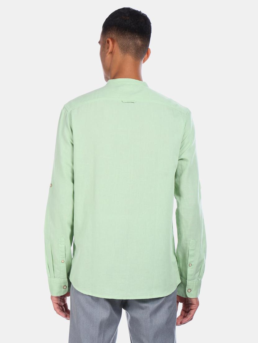 green solid casual shirt - 17576111 - Zoom Image - 3