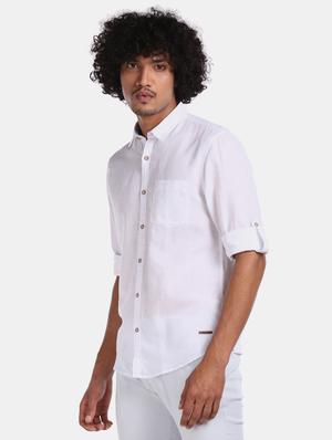 white solid casual shirt - 17576178 - Standard Image - 2