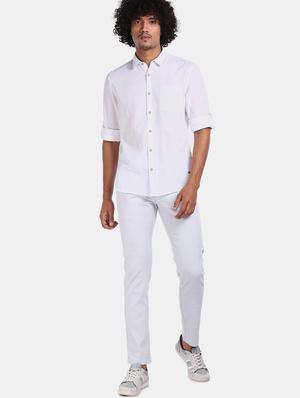 white solid casual shirt - 17576178 - Standard Image - 4