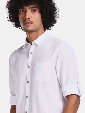 white solid casual shirt - 17576178 - Standard Image - 5