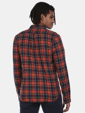 navy blue checkered casual shirt - 17576209 - Standard Image - 2