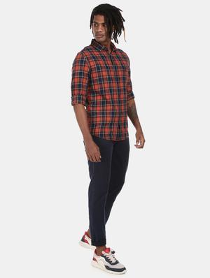 navy blue checkered casual shirt - 17576209 - Standard Image - 3