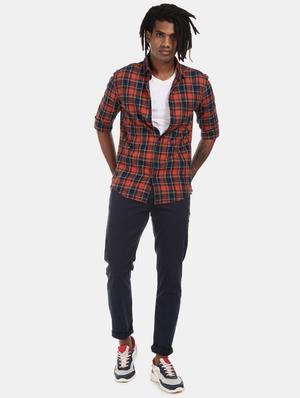 navy blue checkered casual shirt - 17576209 - Standard Image - 4
