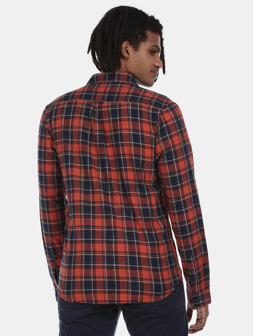 navy blue checkered casual shirt - 17576209 - Zoom Image - 2