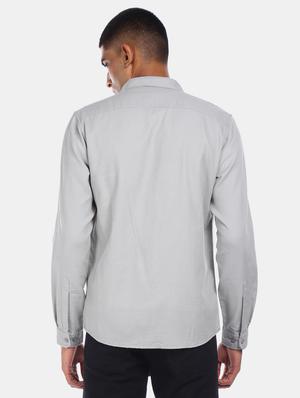 grey solid casual shirt - 17576215 - Standard Image - 3