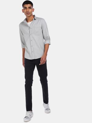 grey solid casual shirt - 17576215 - Standard Image - 5