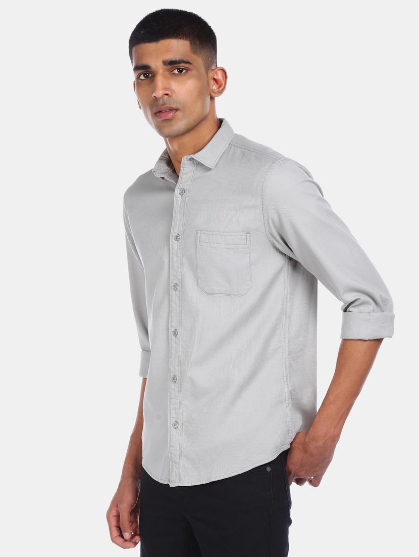 grey solid casual shirt - 17576215 - Zoom Image - 2
