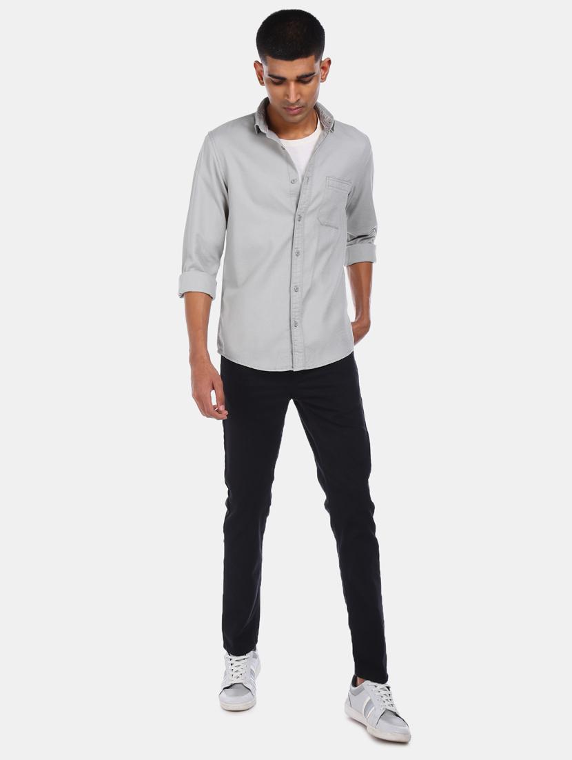 grey solid casual shirt - 17576215 - Zoom Image - 4