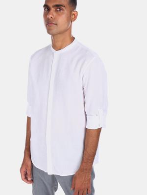 white solid casual shirt - 17576301 - Standard Image - 2