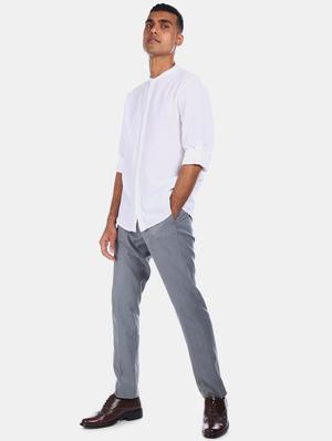 white solid casual shirt - 17576301 - Standard Image - 4