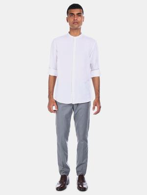 white solid casual shirt - 17576301 - Standard Image - 5