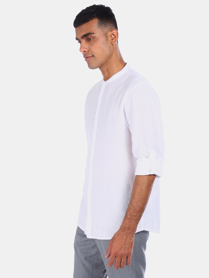 white solid casual shirt - 17576301 - Zoom Image - 1