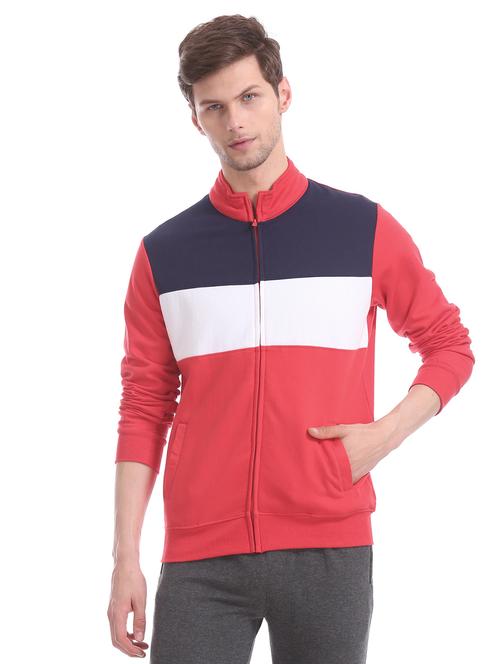 red color block cut & sew sweatshirt - 17576311 - Standard Image - 1