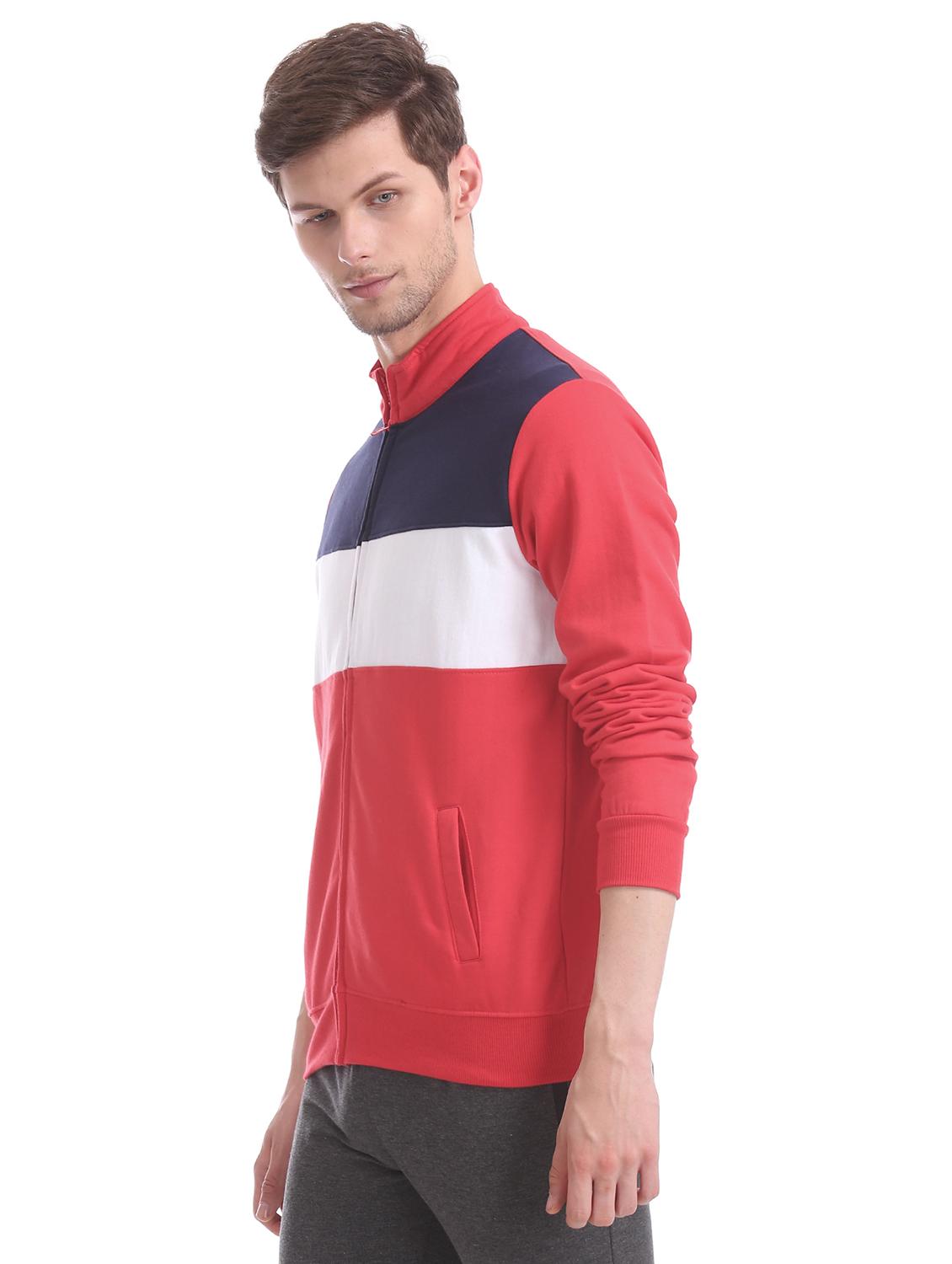 red color block cut & sew sweatshirt - 17576311 - Zoom Image - 2