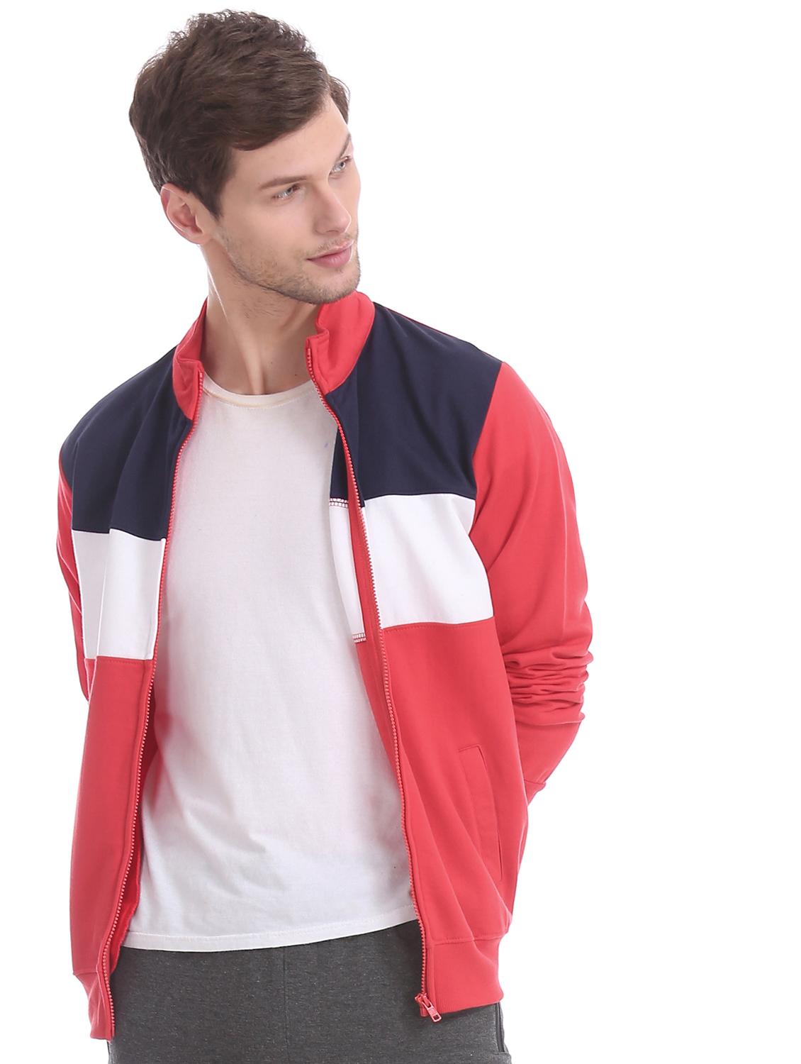 red color block cut & sew sweatshirt - 17576311 - Zoom Image - 3