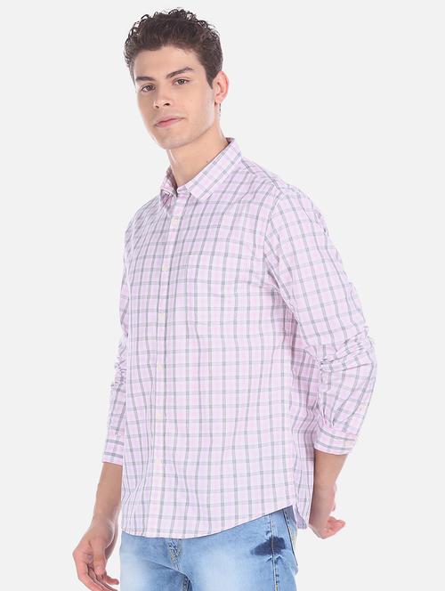 pink checkered casual shirt - 17576327 - Standard Image - 1